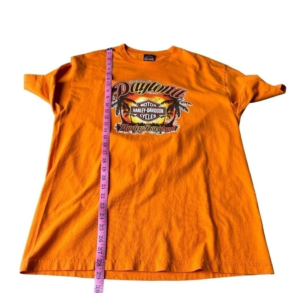 Harley-Davidson Men’s Orange Daytona Beach Graphic Print T-shirt, Size Large - Picture 9 of 9